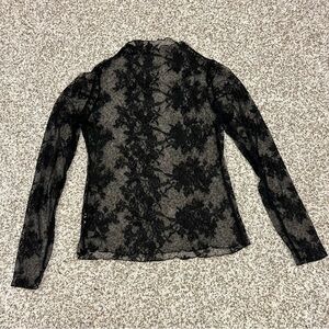 Sheer Black Lace Long Sleeve Top